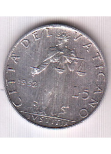 1952 5 Lire  Anno XIV Pio XII